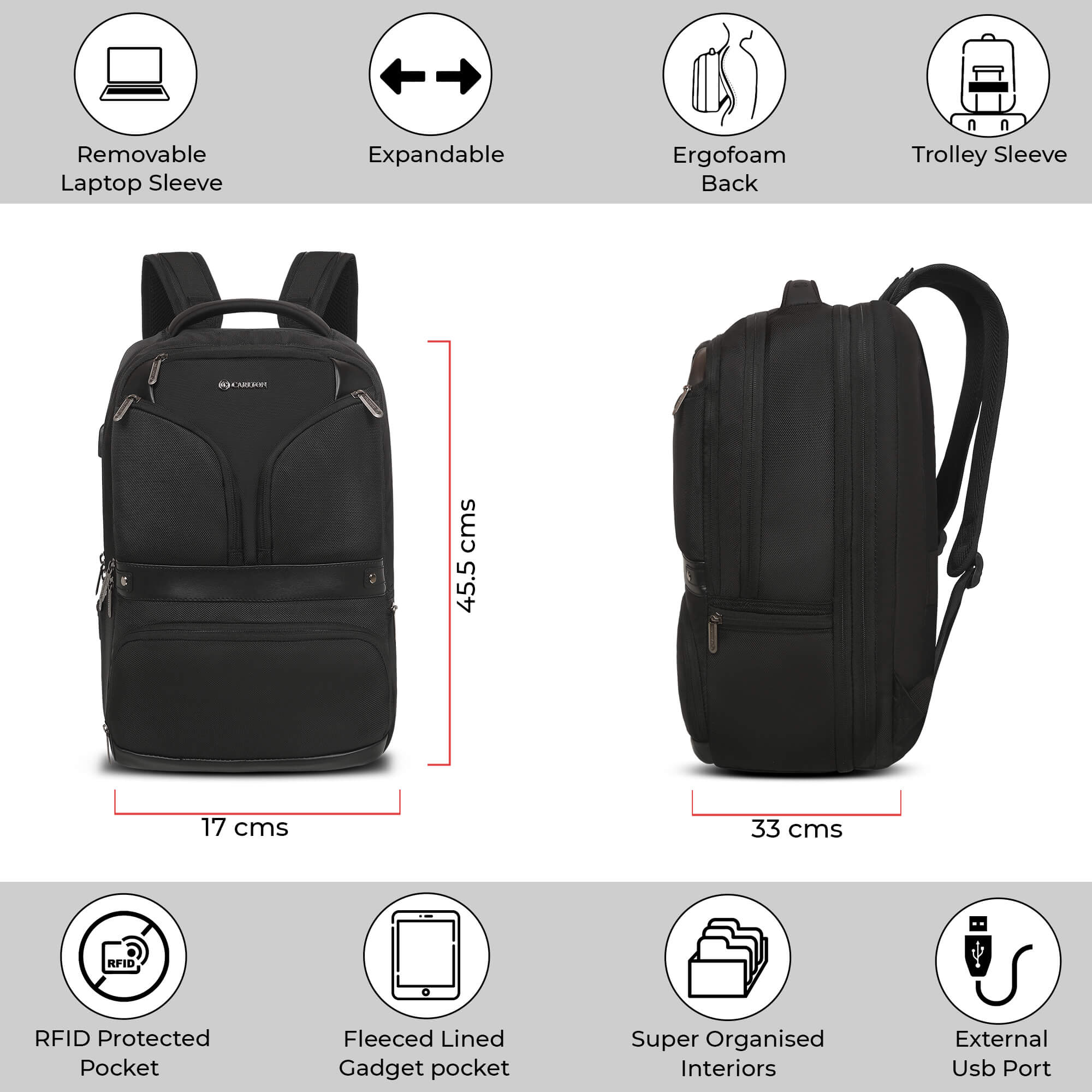 Hampshire Laptop backpack – Carlton Bags India - Main Image