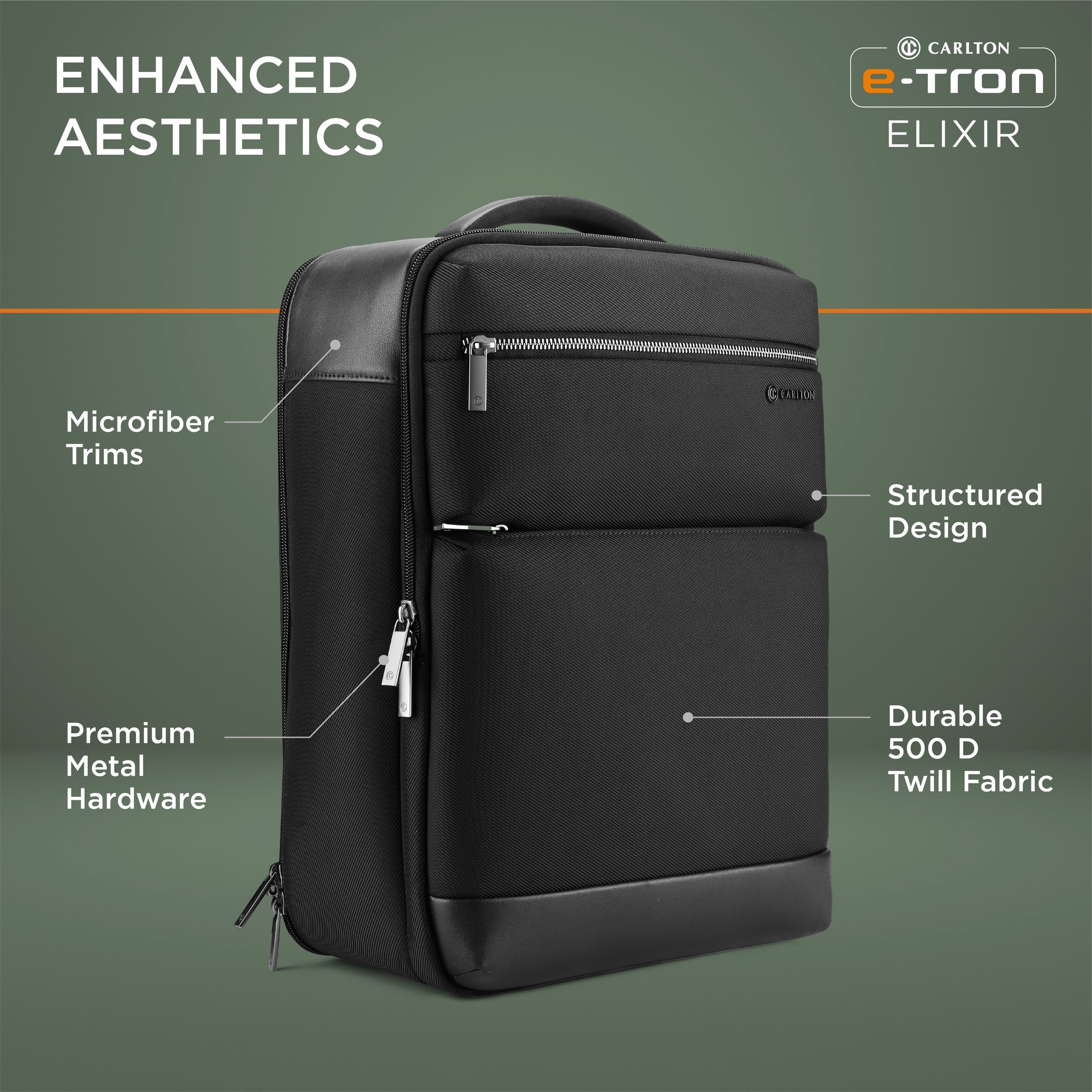 CARLTON ELIXIR LP BACPACK JET BLACK – Carlton Bags India